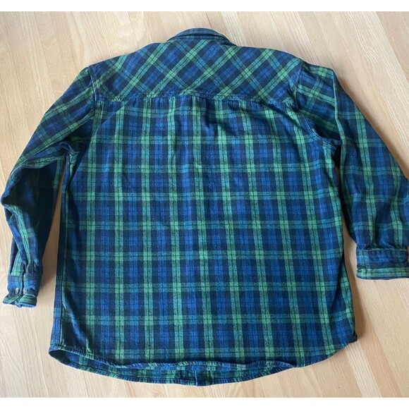 Five Brother Vintage Flannel Shirt Men's sz XL Blue Green Plaid Chore Work - Picture 4 of 7